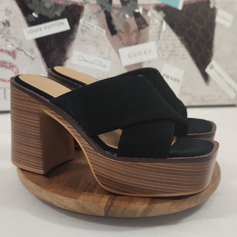 BAMBOO Black Crossband Platform Sandal